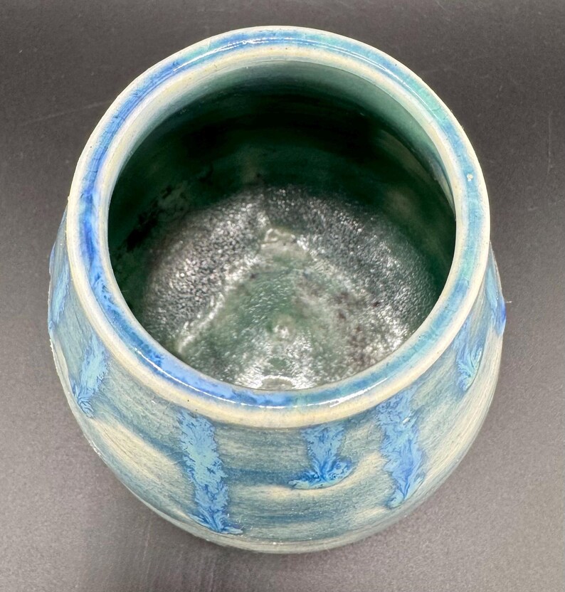 Hand Built Studio Pottery Bud Vase Weed Pot Blue Drip Glaze Wheel ...