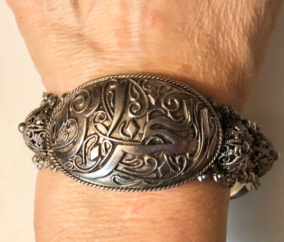 Bracelet Manchette Ancien En Argent Filigrane - Début 1900 - Style Vintage - Occasion