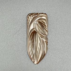 Vintage Mid Century Art Deco Carved Bakelite Dress Clip Chocolate Brown Scarf Clip