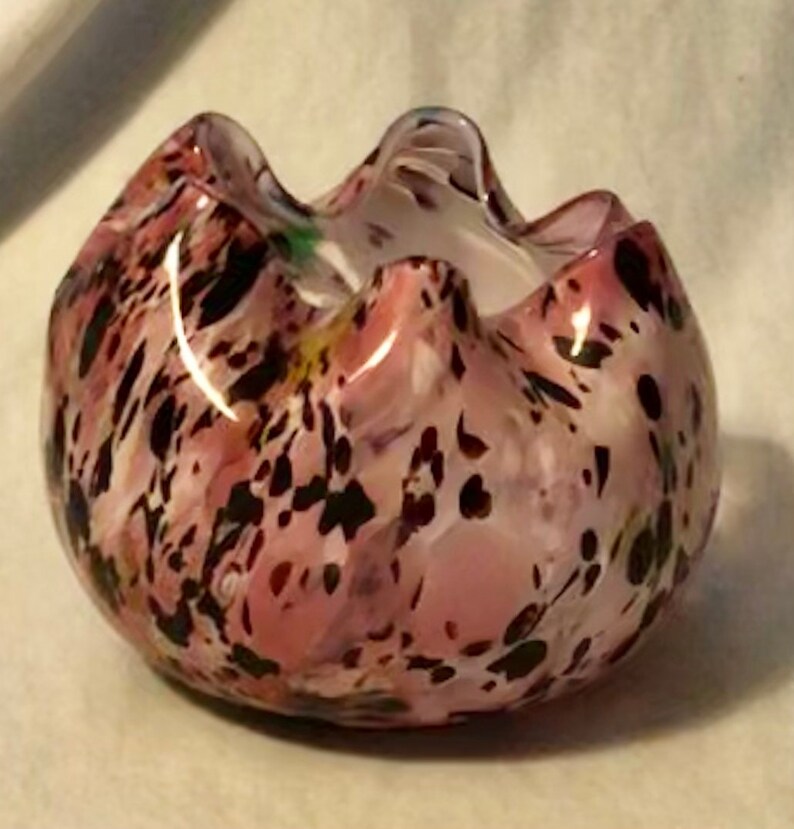 Vintage End of the Day Art Glass Rose Bowl Pink Ruffle Art Etsy