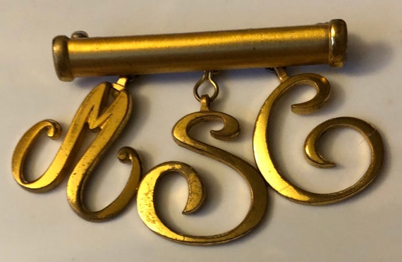 Vintage Monocraft Dangling Initials Monogram Broo… - image 3