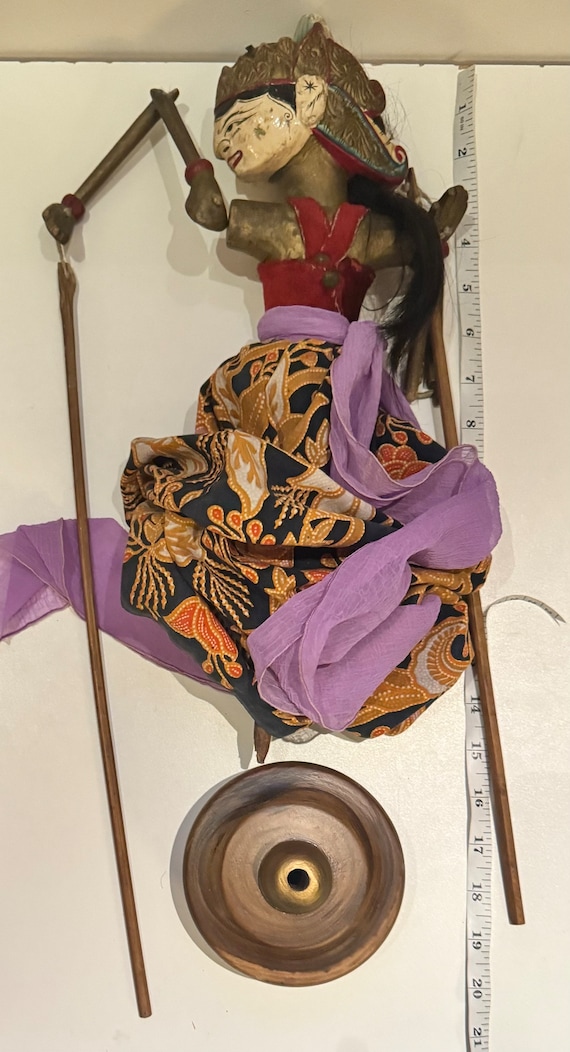 Grande Marionnette Indonésienne En Bois – Hauteur 45 Cm – Originale Années 1950-60