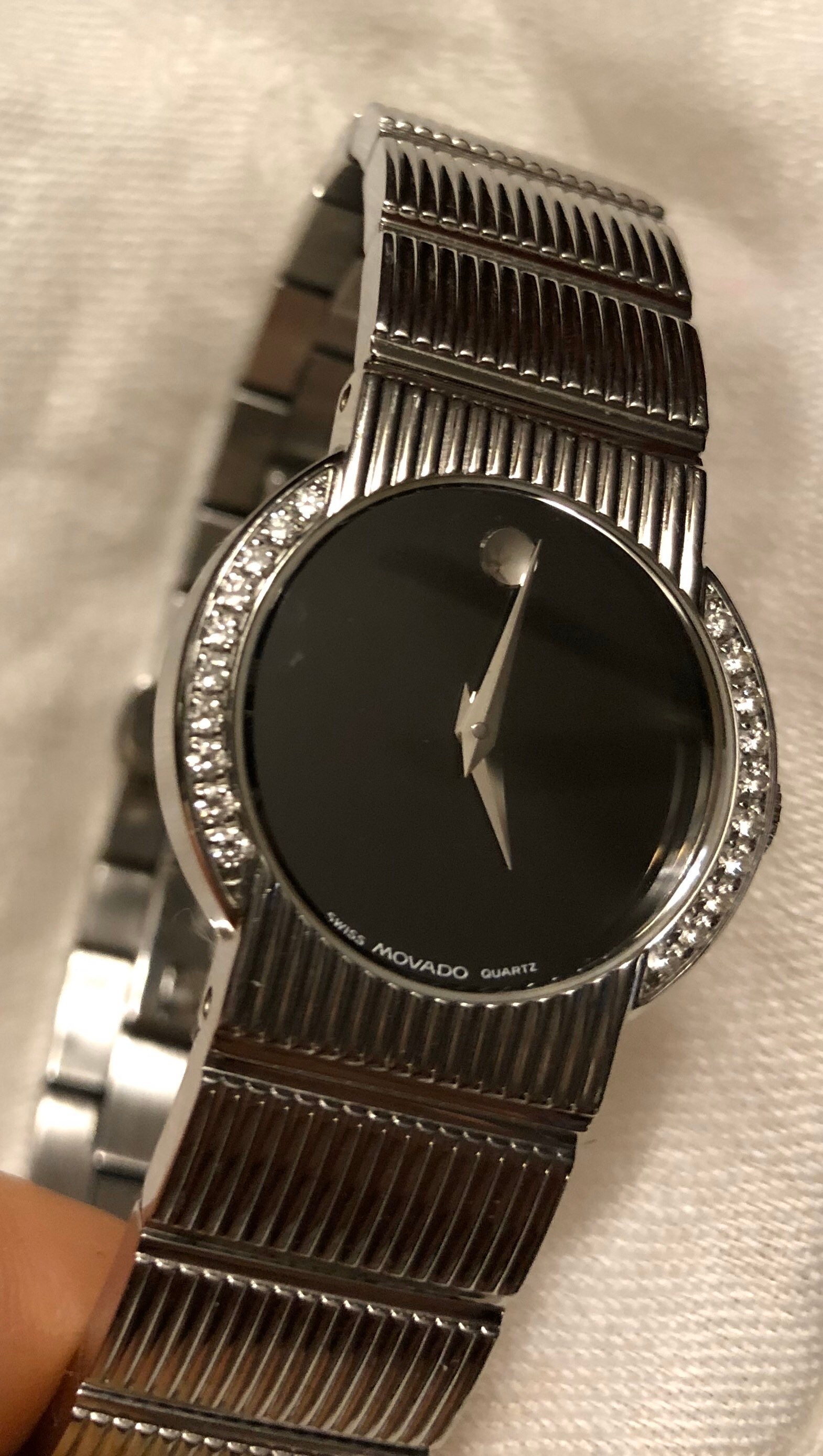 Vintage Movado Watch 1980s-90s Diamond & Stainless Vintage Movado Watch 1980s-90s Diamond & Stainless