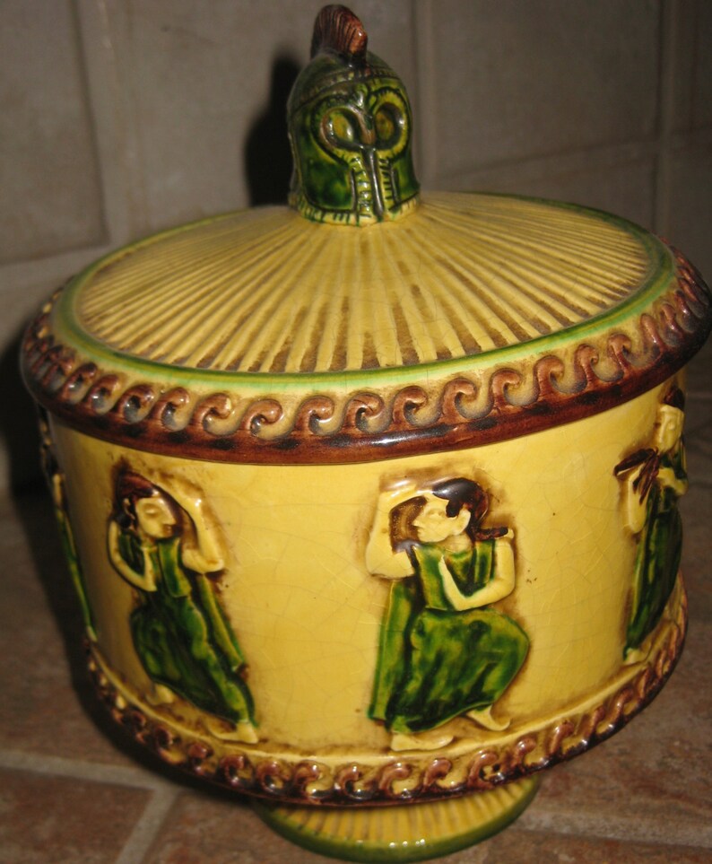 Italian Covered Candy Dish Vintage Candy Bowl Goddess Design Etsy