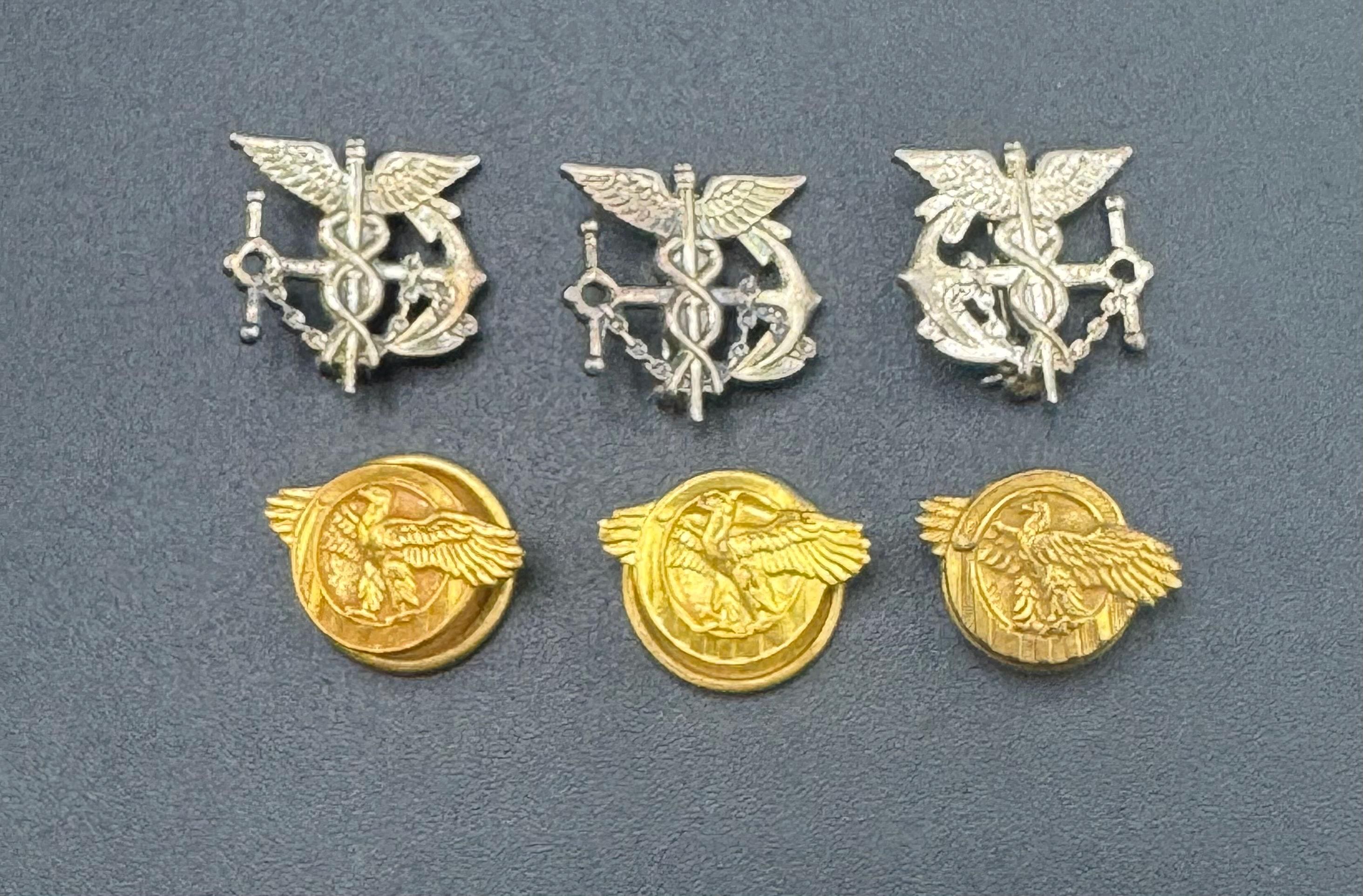WWII US Military Pins 3 Navy Medical Corps Doctor Nurse Pin Health