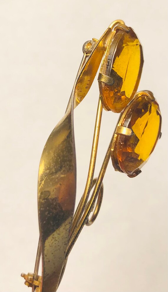 MCM Sterling Vermeil Citrine Glass Floral Spray C… - image 5