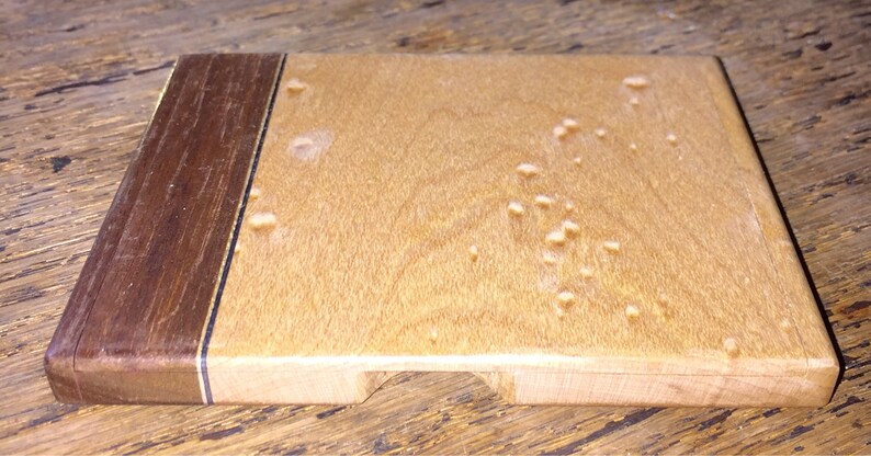 Vintage Birdseye Maple Card Case Vintage Handmade Wooden Inlay Business Card Holder SALE