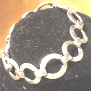 Midcentury Modern Silver Circle Link Bracelet Retro 835 Silver Modernist Bracelet Art Deco Revival Bracelet