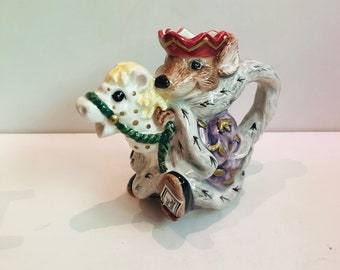 Vintage Fitz & Floyd Ceramic Christmas Nutcracker Sweets Rat King Creamer Anthropomorphic Animals Whimsical Holiday Xmas Party As Is Disc