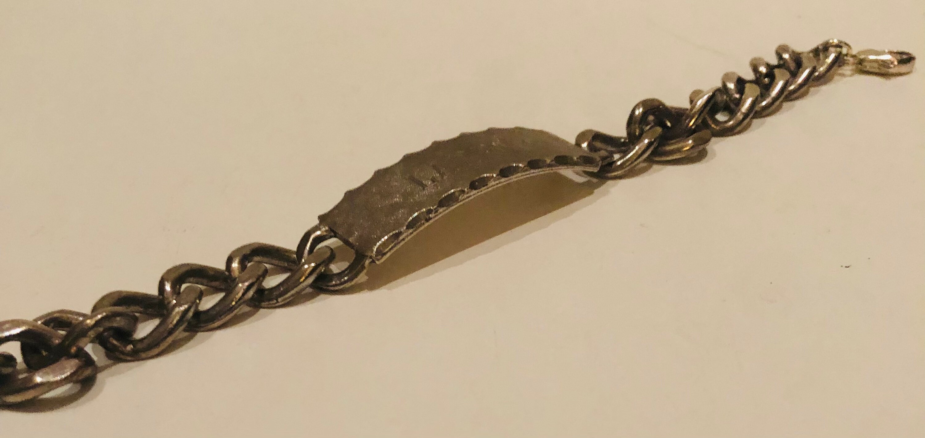 Vtg American Sterling Silver ID Bracelet Brushed Silver