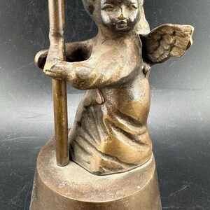 Vintage Bronze Angel Candle Holder Cherub Putti Metal Victorian Revival Decor Candlestick for Spiritual Altar