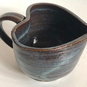 Handmade Vintage Art Pottery Heart Shaped Cream Pitcher Miniature Pitcher Creamer Jewel Tones Polychrome Glaze Artist Signed