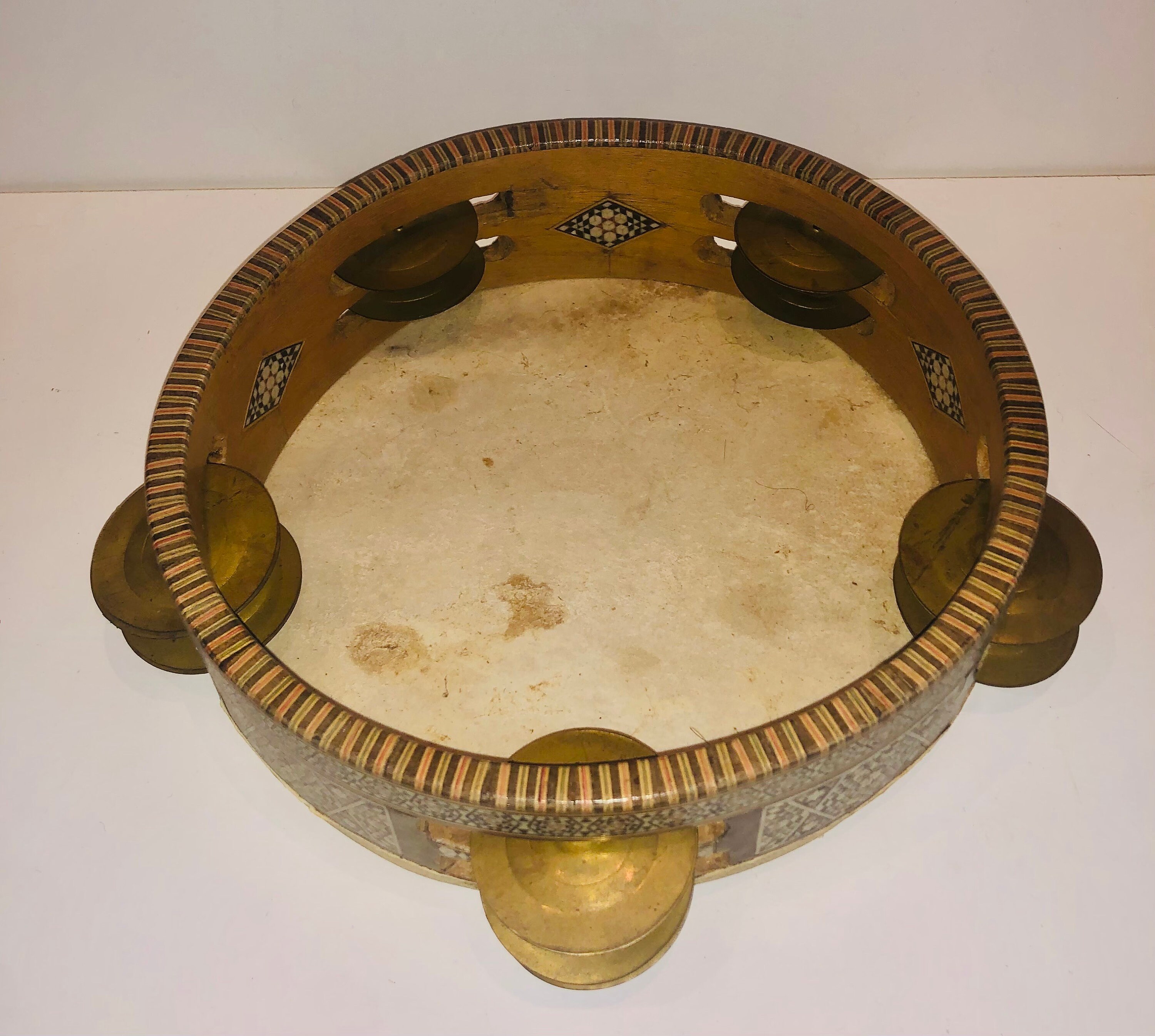 Handmade Inlaid Arabic Riqq Tambourine Wooden Shell Marquetry Inlay ...