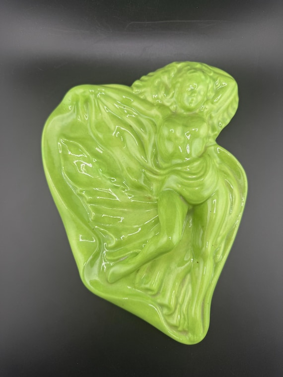 Vintage MCM Ceramic Risqué Pin up Girl Ashtray Wall Hanging