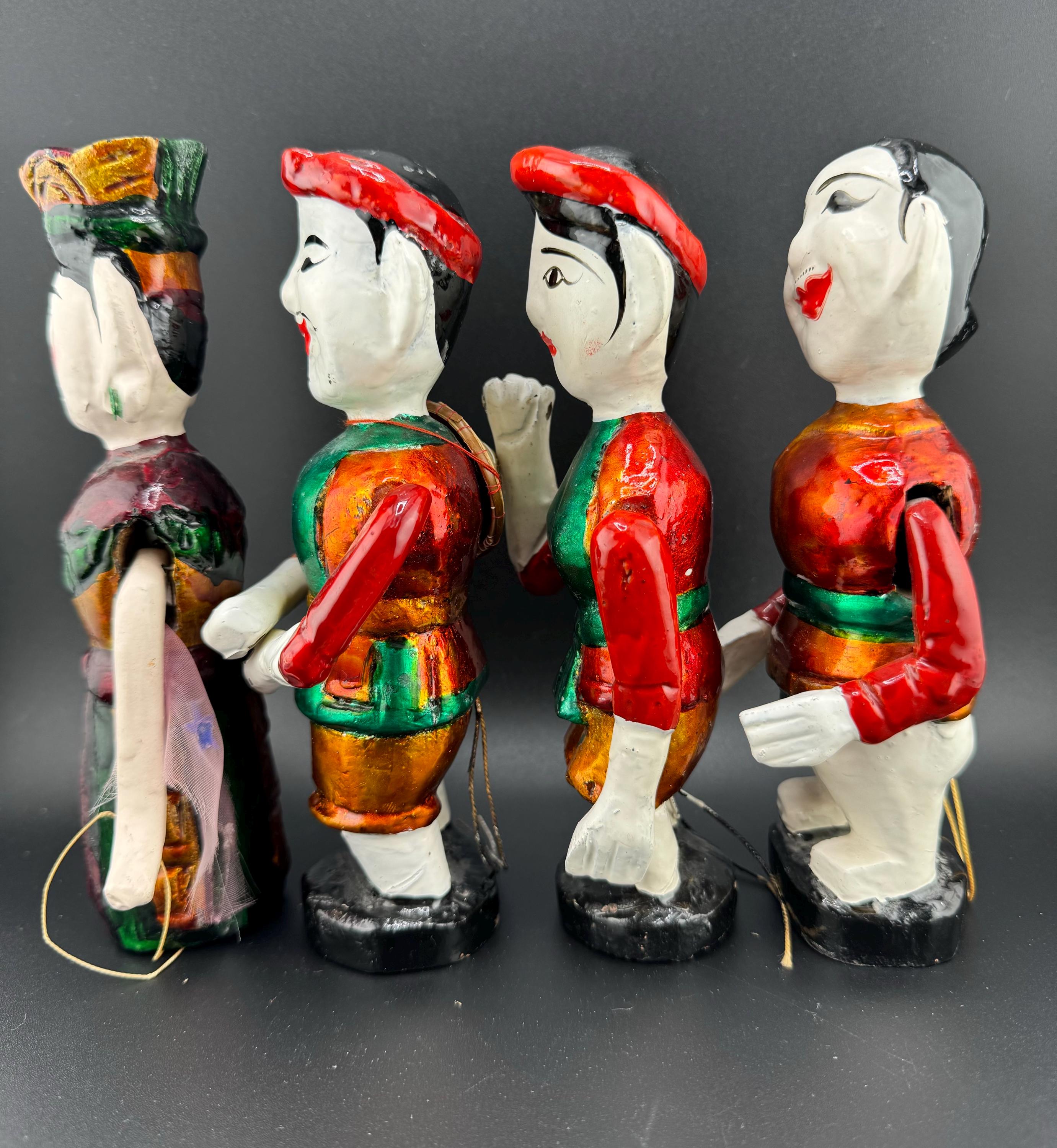 4 Fabulous Vintage Vietnamese Water Puppets Asian String Dolls Movable ...