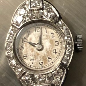 Platinum Diamond Hamilton Watch Ladies Art Deco Wristwatch Platinum Estate Piece Classic Antique 3/4 Carats Diamonds 2500 GIA Appraisal