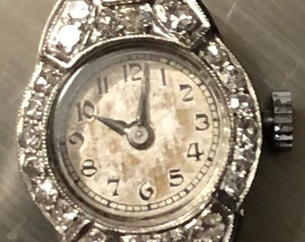Platinum Diamond Hamilton Watch Ladies Art Deco Wristwatch Platinum Estate Piece Classic Antique 3/4 Carats Diamonds 2500 GIA Appraisal