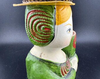1960s Mod Paper Mache Lady Head Lipstick Pincusion Bust Gemma
