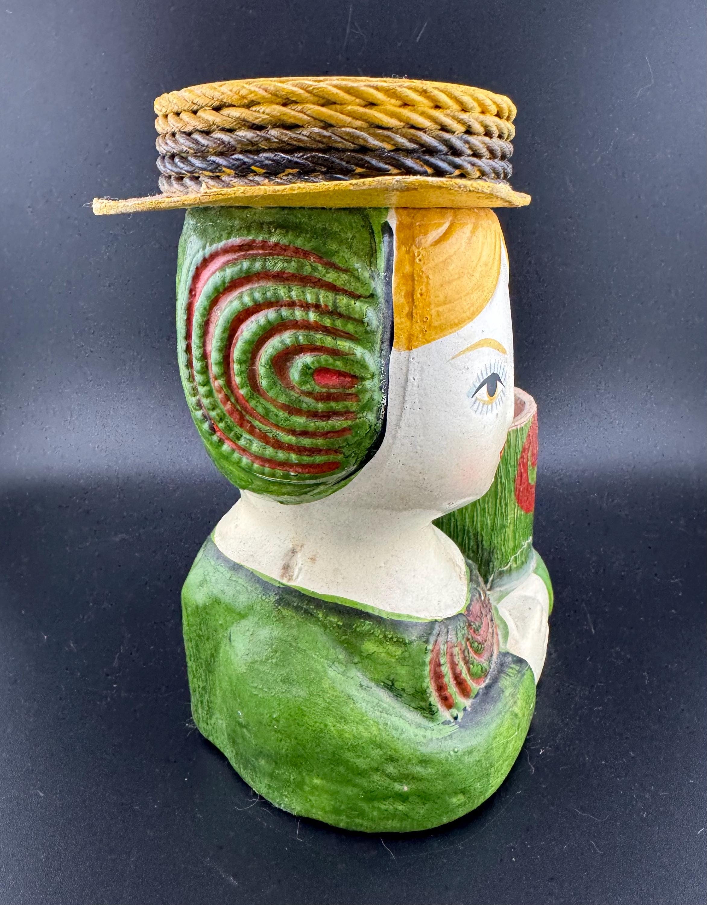 1960s Mod Paper Mache Lady Head Lipstick Pincusion Bust Gemma