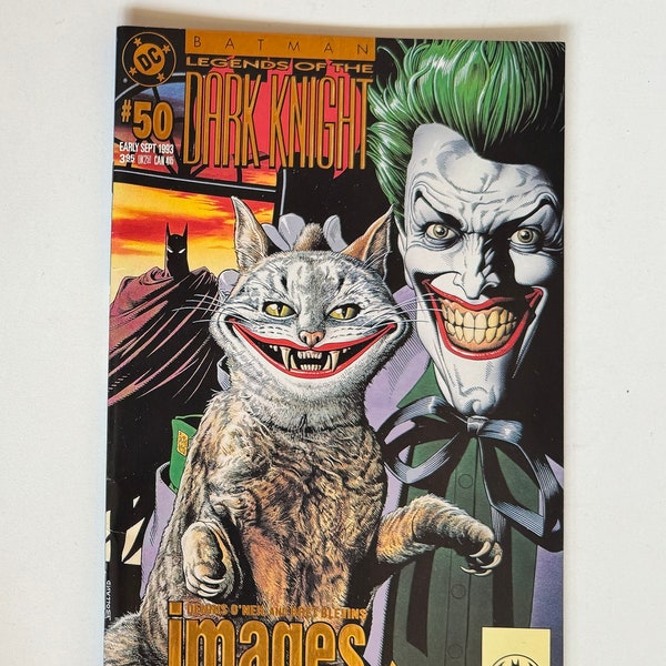 Vintage Batman Legends of the Dark Knight #50 Sep 1993 DC Comic Book Dennis O’Neil Bret Blevins Joker Evil Kitty Cat Gold Foil Embossed VF