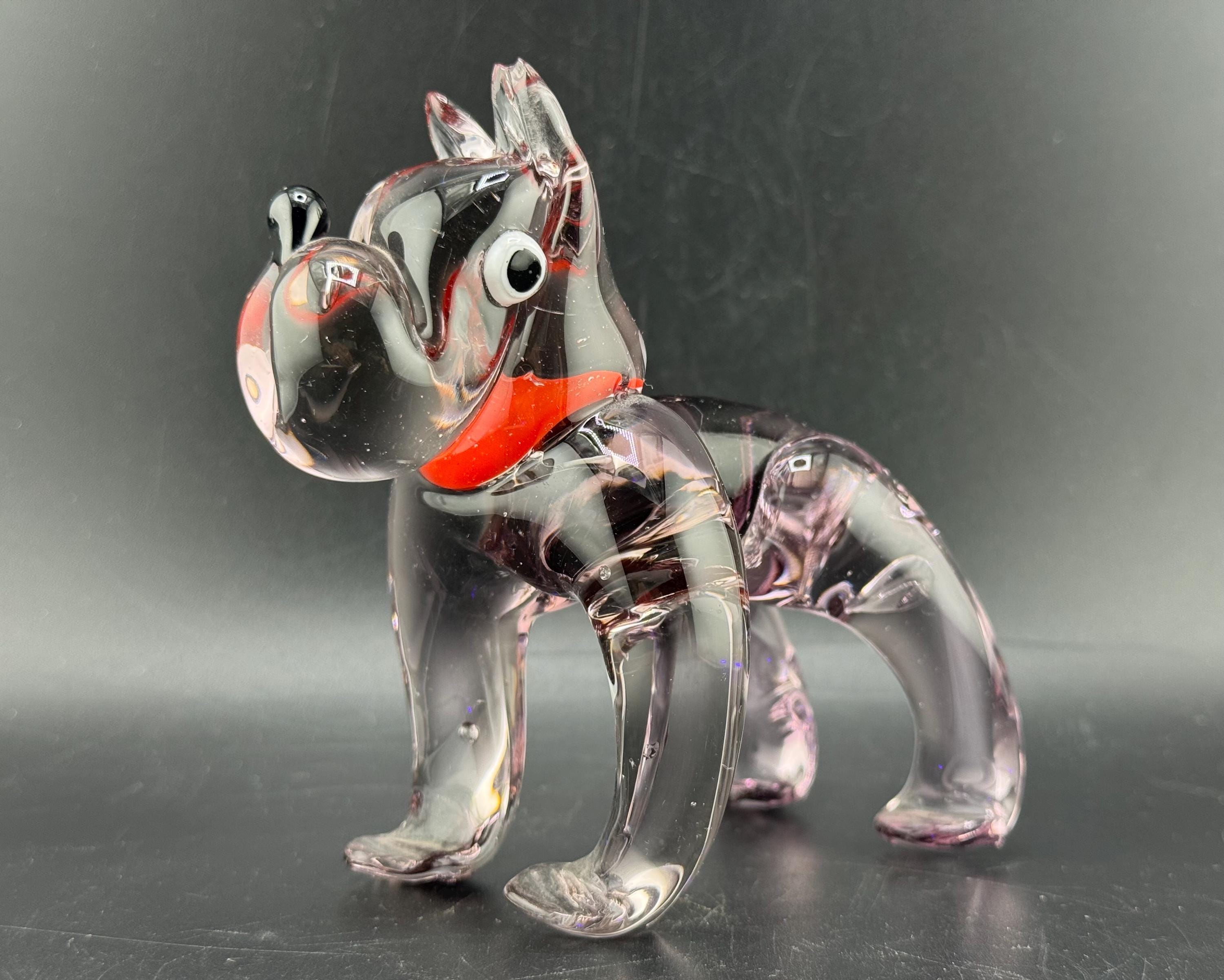 Vintage Mid Century Murano Glass Dog Figurine Purple Alexandrite
