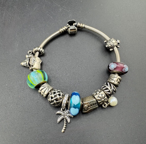 Classic Sterling Silver Pandora Charm Bracelet Inc Swan Turtle Art