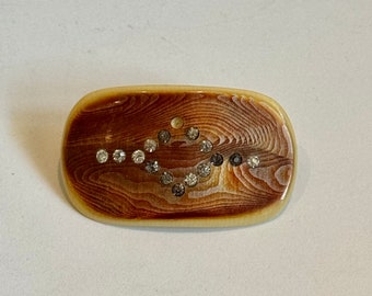 Spilla antica edoardiana in celluloide e strass, spilla da bavero, spilla da cappello, stile unisex, epoca flapper, primi anni del 1900, come da foto.