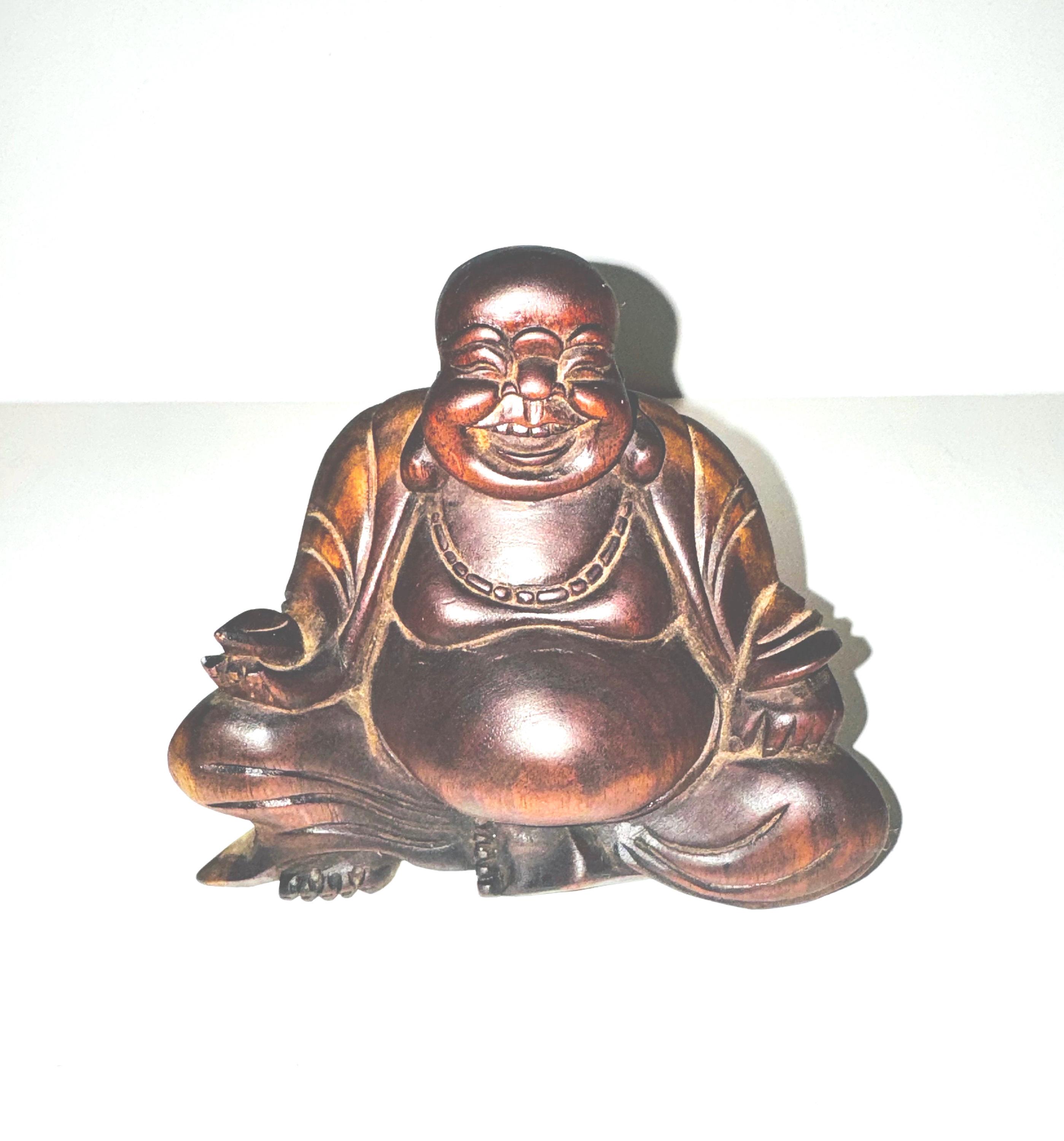 ヴィンテージ木製仏像 微笑む蓮の花 彫刻彫刻 禅仏教瞑想祭壇装飾 