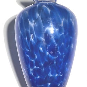 Sweet Vintage Blue Art Glass Vase w Crystal Clear Crystal Made in China Label