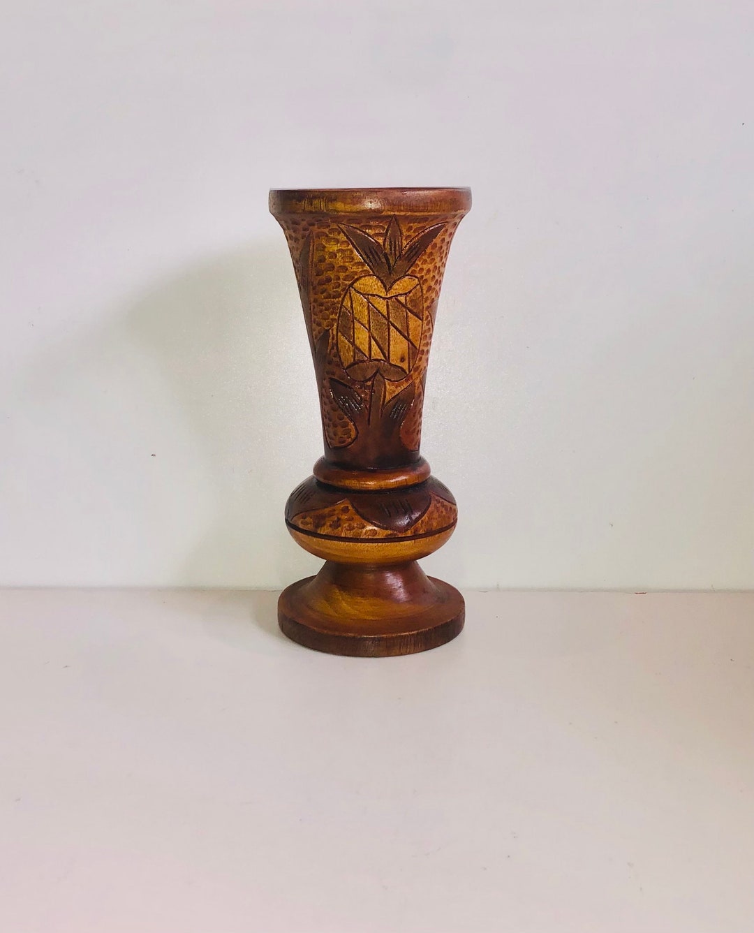 Vintage Carved Wooden Bud Vase Haitian Folk Art Footed Chalice - Etsy