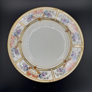 Antique Nouveau Deco Haviland France Limoge Plate Chinoiserie Chrysanthemums or Peonies Limoges French Dish Gold Gilt 1910s
