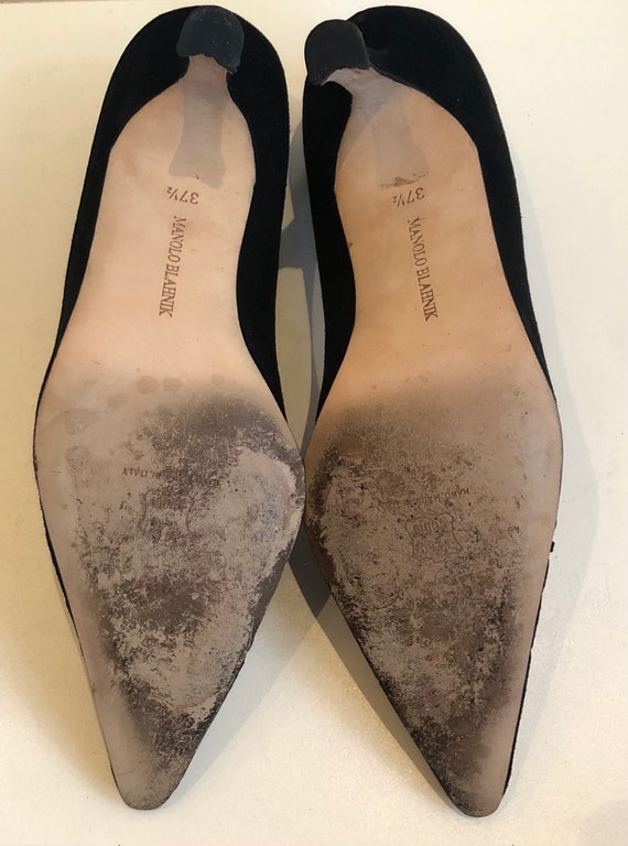 Vintage Black Suede Cutout Manolo Blahnik Pumps Semi Pointed