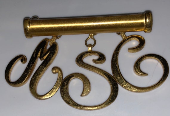 Vintage Monocraft Dangling Initials Monogram Broo… - image 4