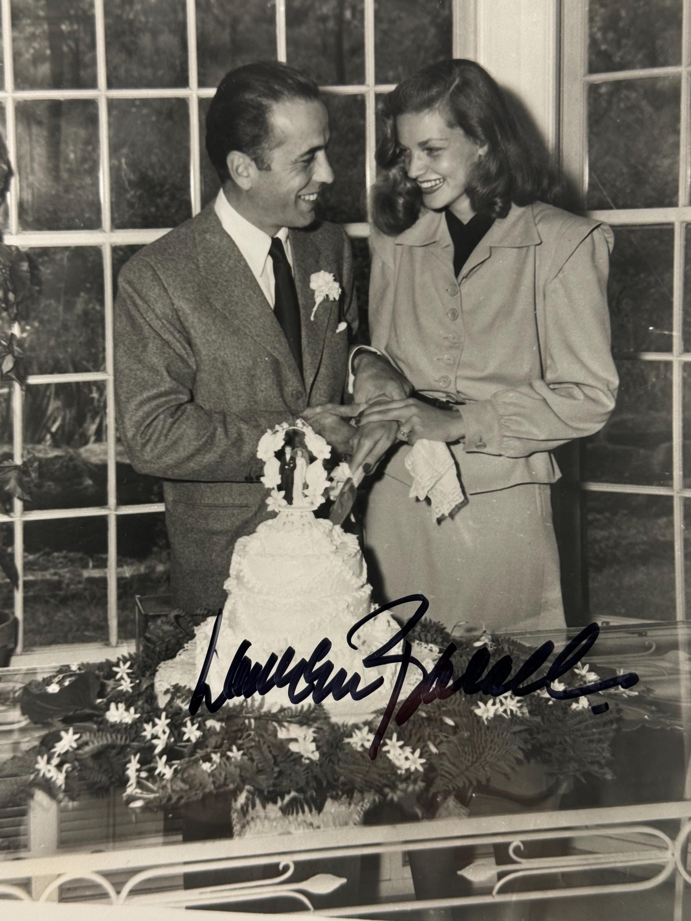 Lauren Bacall Hand Signed Autograph of Wedding Photograph W Humphrey ...