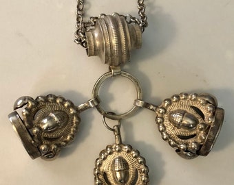 Antique Dutch Silver Georgian Watch Fob Necklace Acorn Motif Watch Key Fobs Charm Necklace RARE! Good Luck Fertility Symbolism 35g