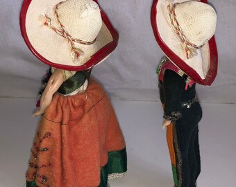 手作りメキシコお土産人形カップルメキシコ女性とメキシコ男性人形