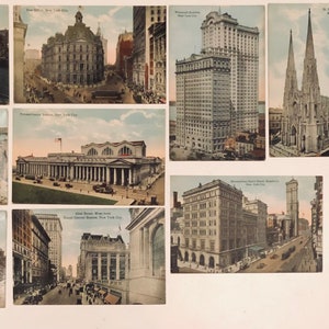 Cartoline d'epoca con i monumenti di New York e opuscolo sulla guida turistica di New York del 1950, American Art Publishing Co NYC