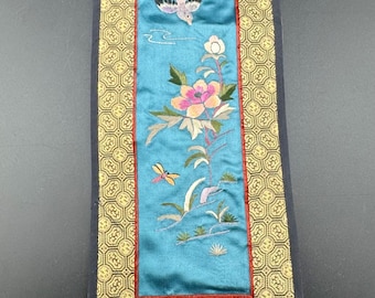 額装　中国刺繍　シルクアート作品 ヴィンテージ 敦煌 中国シルク刺繍タペストリーパネル 鳥と花 壁掛け