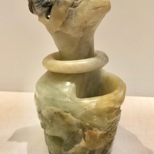 Very Rare Antique Carved Jade Figurine Animals Fox Rooster Rabbit Goat Birds Fish Vase Artist Brush Holder Scholar Piece MUST SEE!