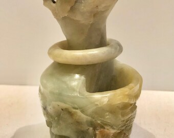 Very Rare Antique Carved Jade Figurine Animals Fox Rooster Rabbit Goat Birds Fish Vase Artist Brush Holder Scholar Piece Chinese Folk Art