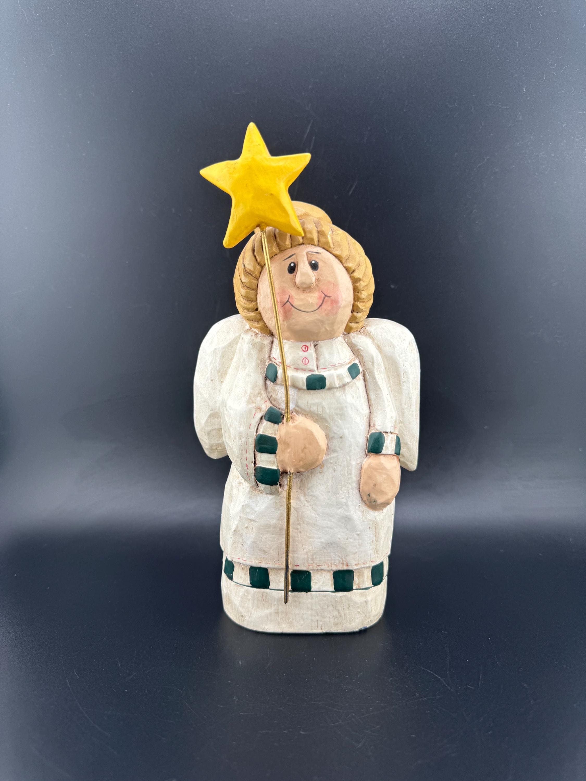 Vintage Hand Carved Folk Art Eddie Walker Angel Statue Made in