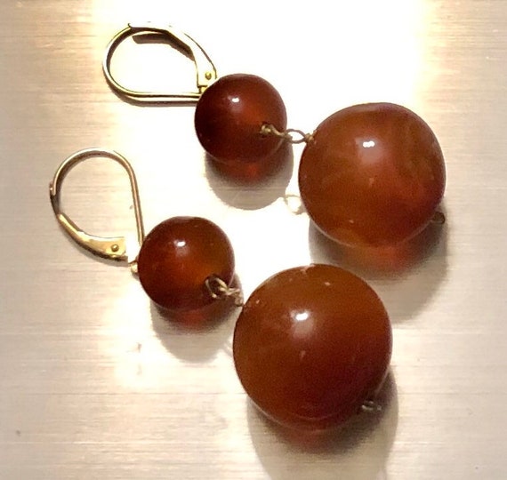 Edwardian Carnelian Earrings Antique 14K Pierced E