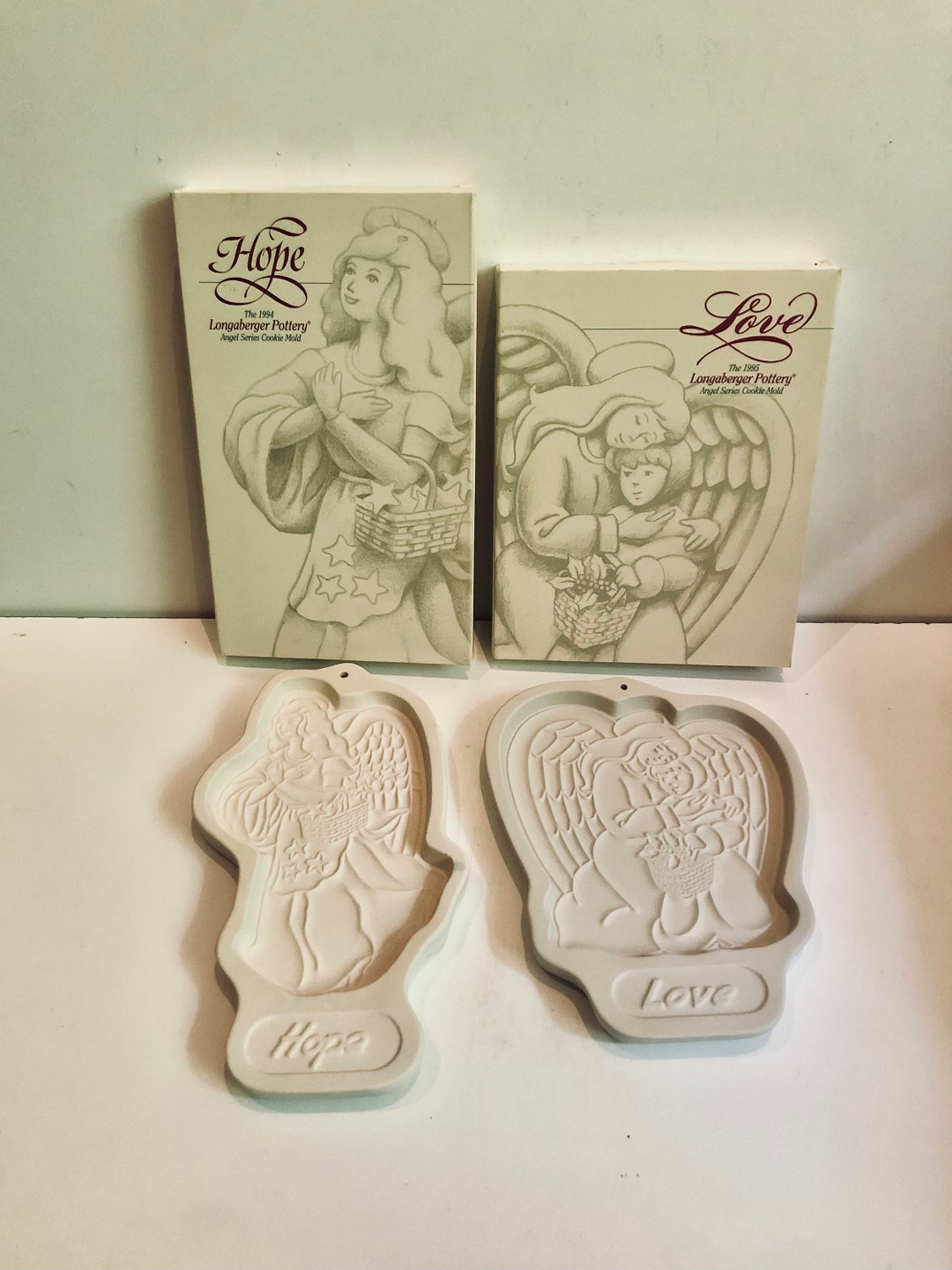 Angel Shortbread Vintage 1994-95 NIB Longaberger Pottery Angel Series Cookie Mold Pair ...
