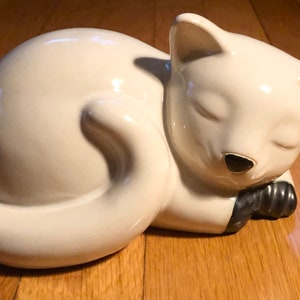 Vintage Sleeping Kitten Cat Ceramic Statuette Made in Vietnam Crazy Cat Lady Gift She Shed Feline Kitty Decor
