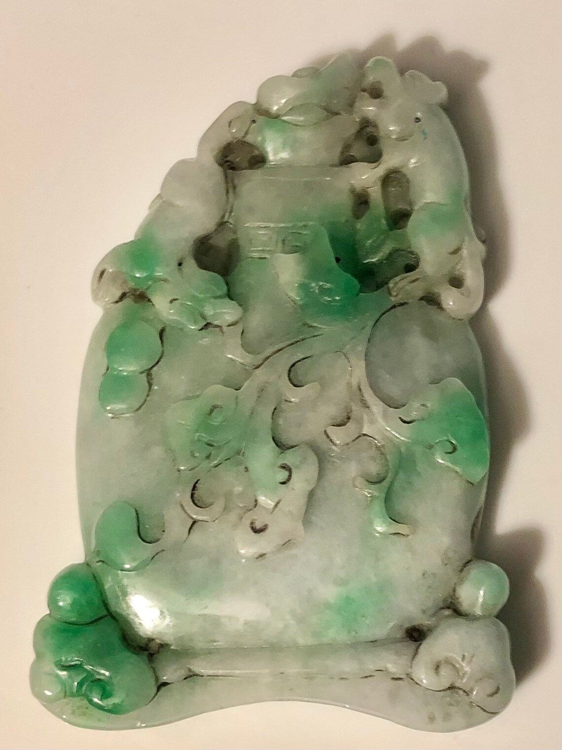 Vintage Jade Plaque Jadeite Carving Double Sided Vintage Jade Etsy