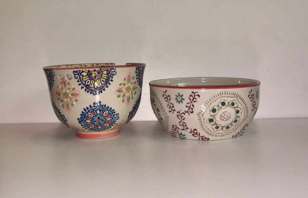 Pair of Yokohama Studio Hand Painted Bowls Rice Noodle Bowl W