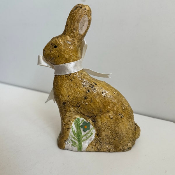 Vintage Teena Flanner Collection Bunny Rabbit Figurine Signed Figure Midwest Cannon Falls Glittery Statuette Easter Egg Basket Filler