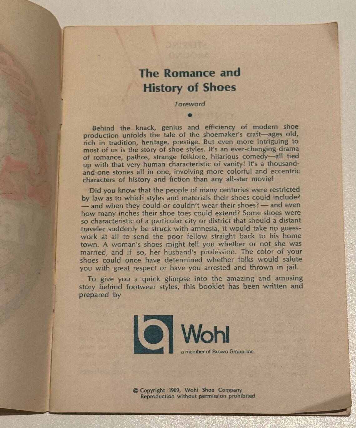 Vintage 1969 Shoes of Yesterday Wohl Shoe Company Book on the Romance ...