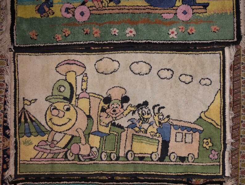 Vintage Disney Hooked Rugs Mickey Mouse Throw Rug Walt Disney Etsy