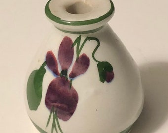 Vintage Torquay Pottery Hovendens Devon Violets Duftflasche Miniature Pinched Pottery Parfümflasche Made in Great Britain ohne Stopfen